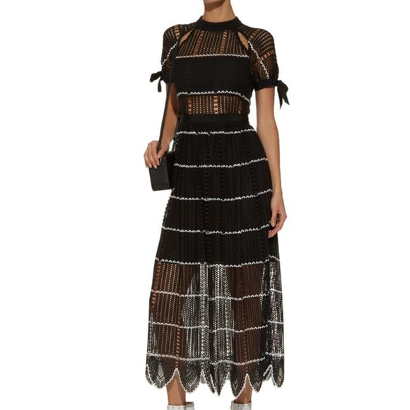 self portrait crochet midi dress